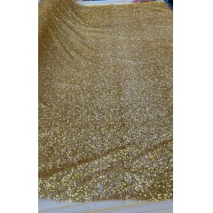 Tule com Glitter Dourado Ouro Pesado  02