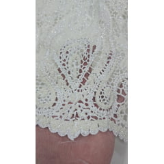 Tule com glitter e mini miçangas off - Largura1,45 m x Comprimento 0,58 cm