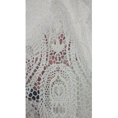 Tule com glitter e mini miçangas off - Largura1,45 m x Comprimento 0,58 cm