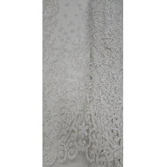 Tule com Glitter em Arabescos Branco Furtacor ZXF20116