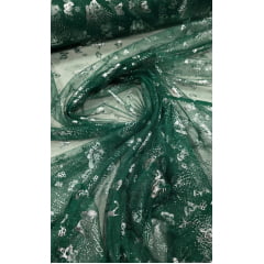Tule com Glitter Fantasy Borboletas Verde Tule com Glitter Fantasy Borboletas Verde