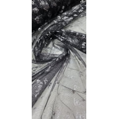 Tule com Glitter Fantasy Borboletas Preto Tule com Glitter Fantasy Borboletas Preto