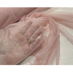 Tule com Glitter Fantasy Rosê Escuro