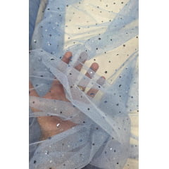 Tule com Glitter Fantasy STAR Azul Serenity