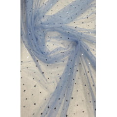 Tule com Glitter Fantasy STAR Azul Serenity