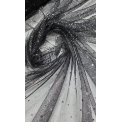 Tule com Glitter Fantasy STAR Preto com Prata