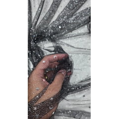 Tule com Glitter Fantasy STAR Preto com Prata