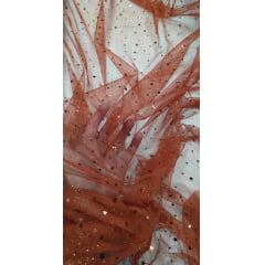 Tule com Glitter Fantasy STAR Terracota