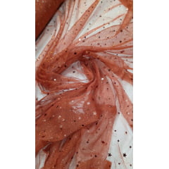 Tule com Glitter Fantasy STAR Terracota