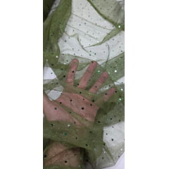 Tule com Glitter Fantasy STAR Verde Militar