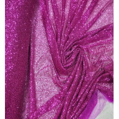 Tule com Glitter Fúcsia Pesado 02 