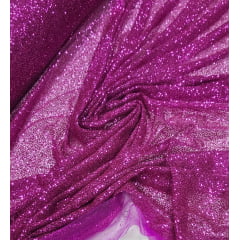 Tule com Glitter Fúcsia Pesado 02 