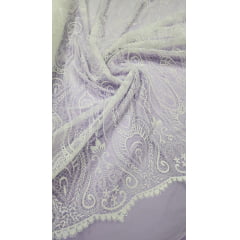 Tule com Glitter Furtacor e Miçangas Branco Modelo 21103