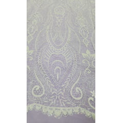 Tule com Glitter Furtacor e Miçangas Branco Modelo 21103