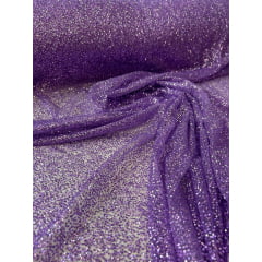 Tule com Glitter Lilás Pesado 02  