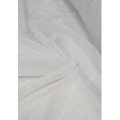 Tule com Glitter Off White  Pesado  02 