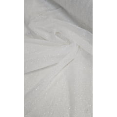 Tule com Glitter Off White  Pesado  02 