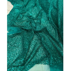 Tule com Glitter Verde Esmeralda Pesado 02    