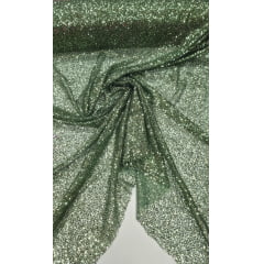 Tule com Glitter Verde Oliva  Pesado 02