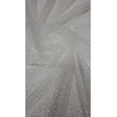 Tule  Explosão com Glitter Branco
