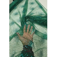 Tule  Explosão com Glitter Verde Floresta