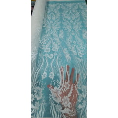 Tule Flores com Glitter Furtacor e Mini Miçangas Transparentes Modelo 16804