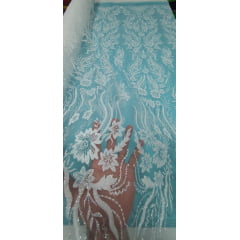 Tule Flores com Glitter Furtacor e Mini Miçangas Transparentes Modelo 16804