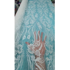 Tule Flores com Glitter Furtacor e Mini Miçangas Transparentes Modelo 16804