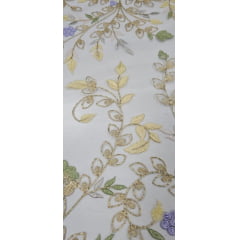 Tule Bordado Primavera com Fio Metálico TS06