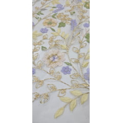 Tule Bordado Primavera com Fio Metálico TS06