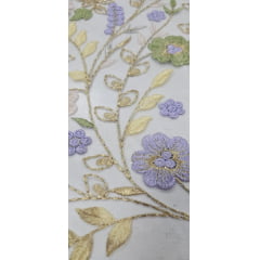 Tule Bordado Primavera com Fio Metálico TS06