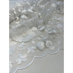 Tule Bordado Primavera Luxo Bride Branco