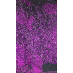 Organza Bordado Jacquard com Pedrarias Premium Fucsia HT72374
