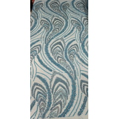 Tule Azul Turquesa Bordado Premium com Pedrarias Prata  HS1055 