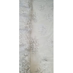 Tule Bordado Branco com Pedrarias Modelo WS21178