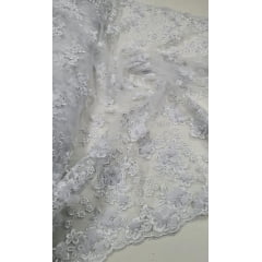 Tule Bordado Bride 3D Branco Modelo 02