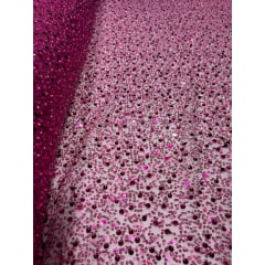Tule Bordado com Paetês e Pedrarias Pink