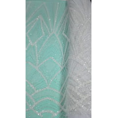 Tule Bordado com Pedraria Premium Branco F24Y