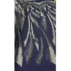 Tule Bordado com Pedrarias Azul Marinho Modelo HS2091 