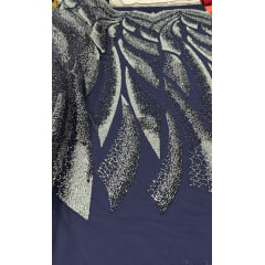 Tule Bordado com Pedrarias Azul Marinho Modelo HS2091 