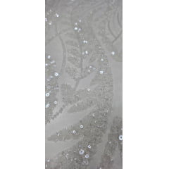 Tule Bordado com Pedrarias Branco AE228