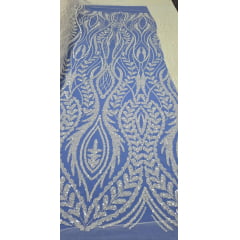 Tule Bordado com Pedrarias Branco AE228