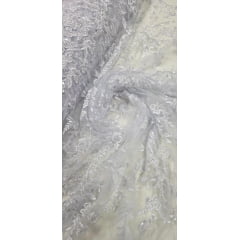 Tule Bordado com Pedrarias Branco Modelo ST933 Tule Bordado com Pedrarias Branco Modelo ST933