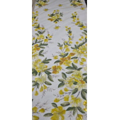 Tule Bordado com Pedrarias e Flores em 3D Jardim Encantado Amarelo