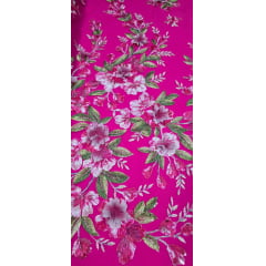 Tule Bordado com Pedrarias e Flores em 3D Jardim Encantado Pink