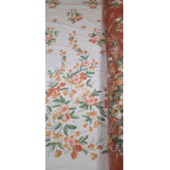 Tule Bordado com Pedrarias e Flores em 3D Jardim Encantado Terracota