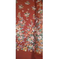 Tule Bordado com Pedrarias e Flores em 3D Jardim Encantado Terracota