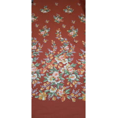 Tule Bordado com Pedrarias e Flores em 3D Jardim Encantado Terracota