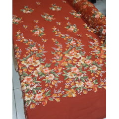 Tule Bordado com Pedrarias e Flores em 3D Jardim Encantado Terracota