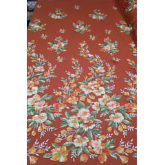 Tule Bordado com Pedrarias e Flores em 3D Jardim Encantado Terracota